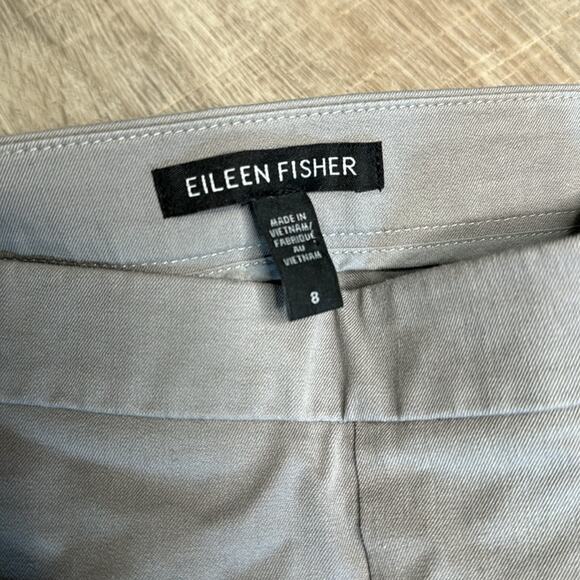 EILEEN FISHER Gray Stretch Ankle Straight Leg Casual Pant Women’s Pockets - Picture 2 of 8